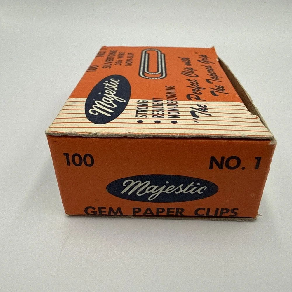 Vintage Majestic GEM Paper Clips No. 1 , .036 Wire Non Slip